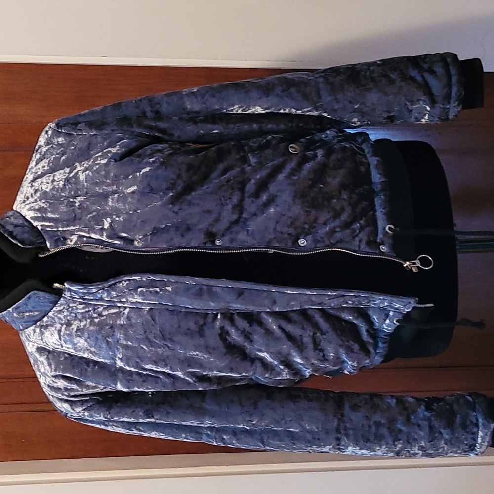 Blue Velvet Bomber Jacket